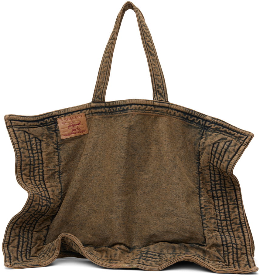 Tote bag Y/PROJECT Beige Maxi Wire Cabas Denim Tote Rjava | 620BA005, 0