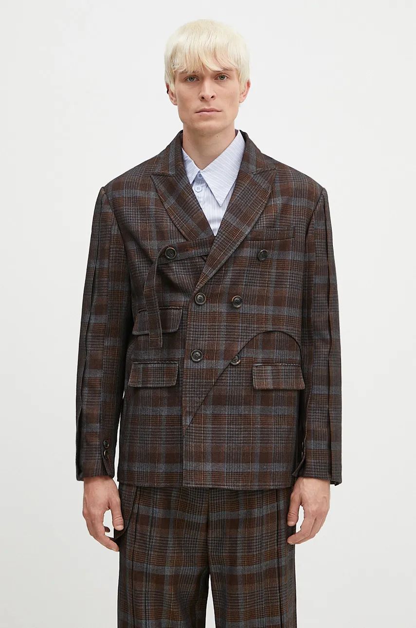 Jakna Andersson Bell Soe Check Wrap Double Breasted Jacket Rjava | awa628m, 0