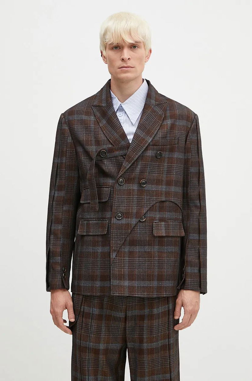 Jakna Andersson Bell Soe Check Wrap Double Breasted Jacket Rjava | awa628m