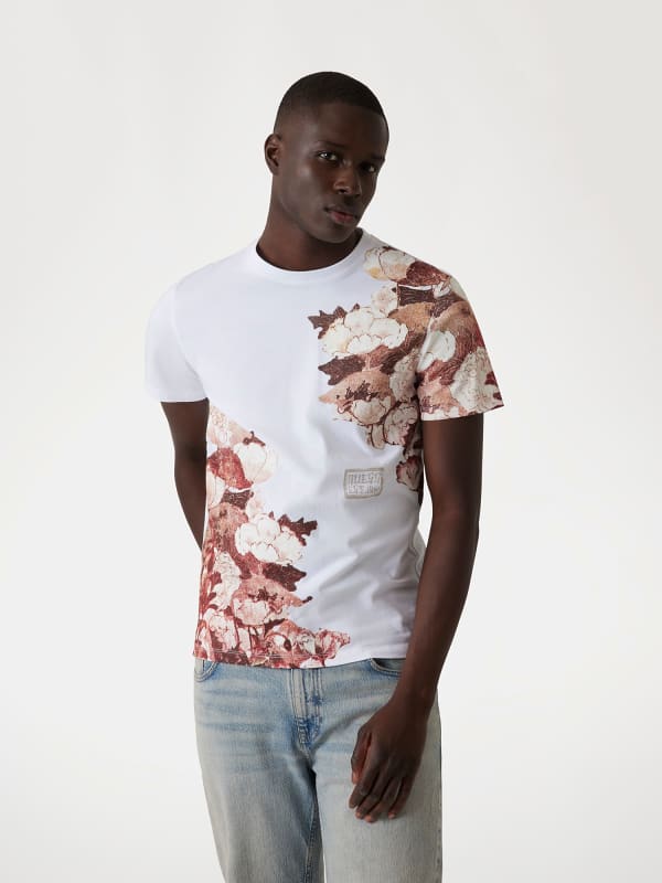 Majica GUESS Guess Floral Print Tee Bela | M5RI07I3Z14