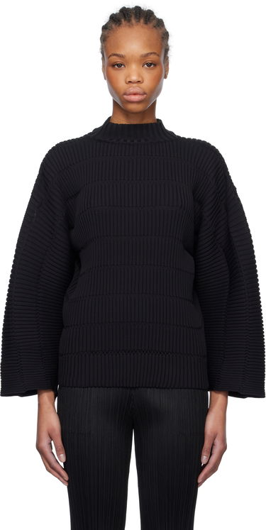 Pleteni pulover Pleats Please Issey Miyake Issey Miyake Pleats Please Jiggly Knit Sweater Črna | PP56KK812, 0