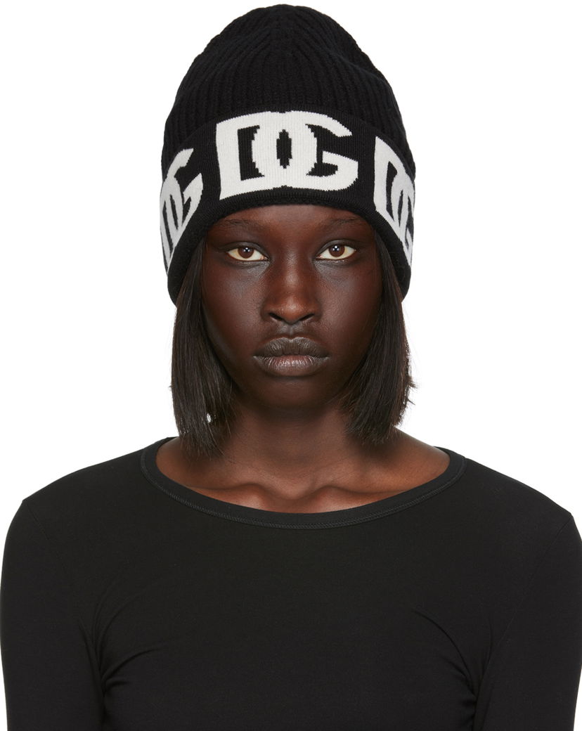 Beanie Dolce & Gabbana Black Logo Beanie Črna | FXI31T JAWP5