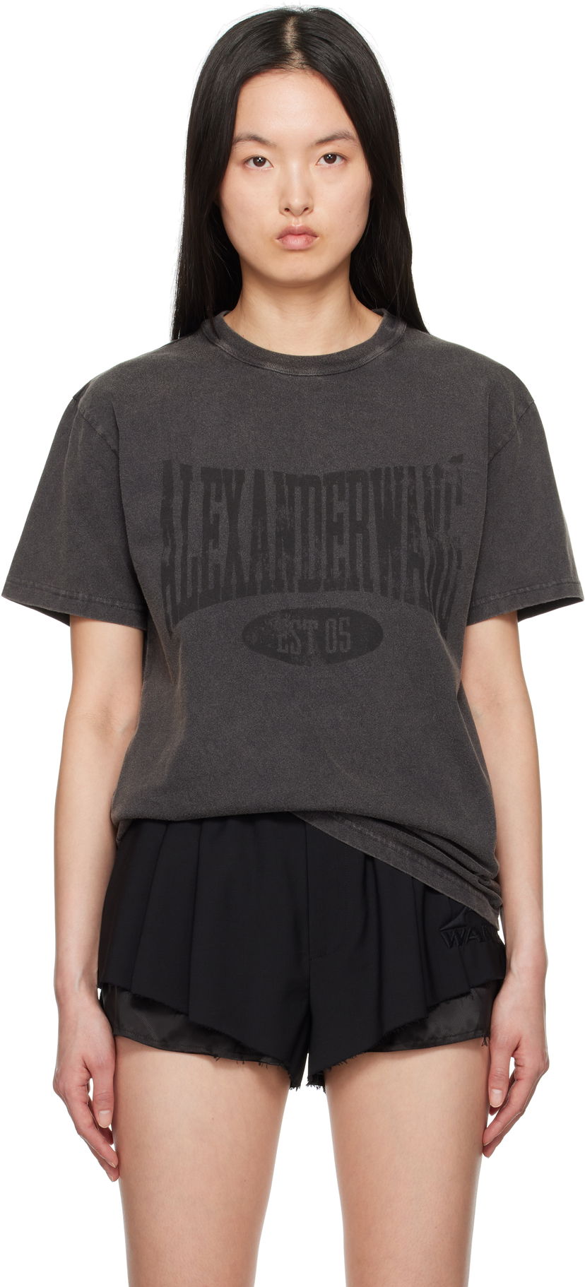 Majica Alexander Wang Alexander Wang.t Distressed Logo T-Shirt Siva | 4CC2251542