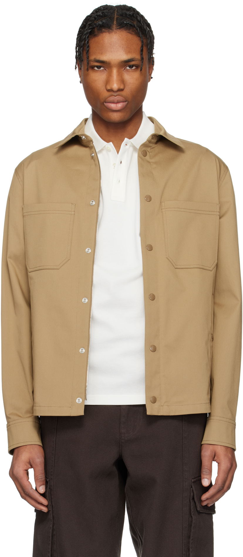 Srajce Moncler Moncler Cotton Gabardine Overshirt Bež | K10912F0002257448