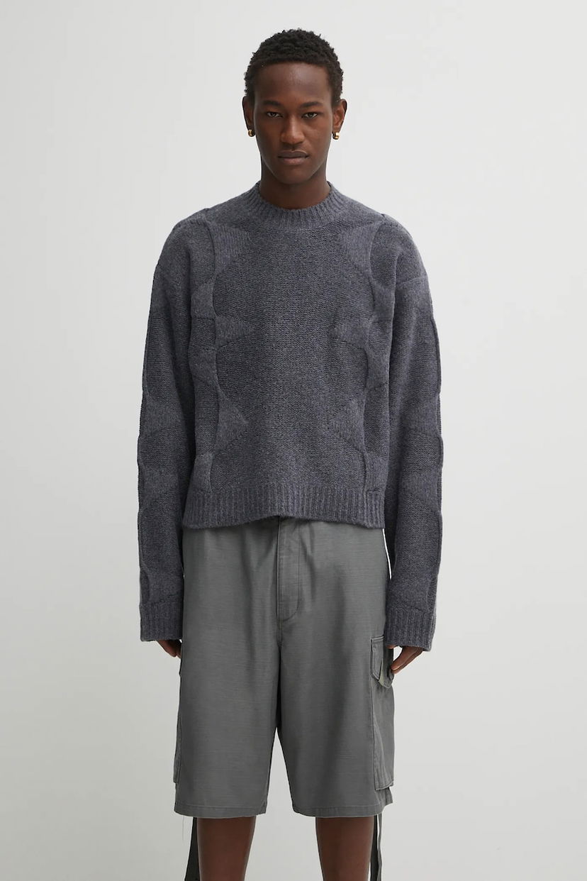 Pleteni pulover HELIOT EMIL Textured Knit Crew Neck Sweater Siva | PREAW25.M.07.063.DGY05.