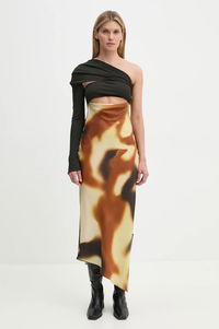 One-shoulder Maxi Dress with Abstract Print