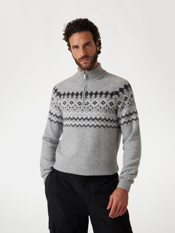 Pleteni pulover GUESS Guess Nordic Wool-Blend Half-Zip Sweater Siva | M4PR59Z3LQ0, 0