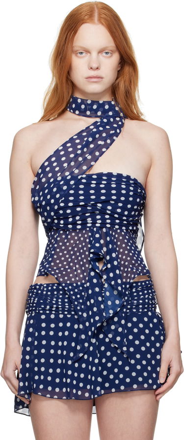 Majica brez rokavov GUIZIO Guizio Chiffon Polka Dot Wrap Top Modra | P25119W096, 0