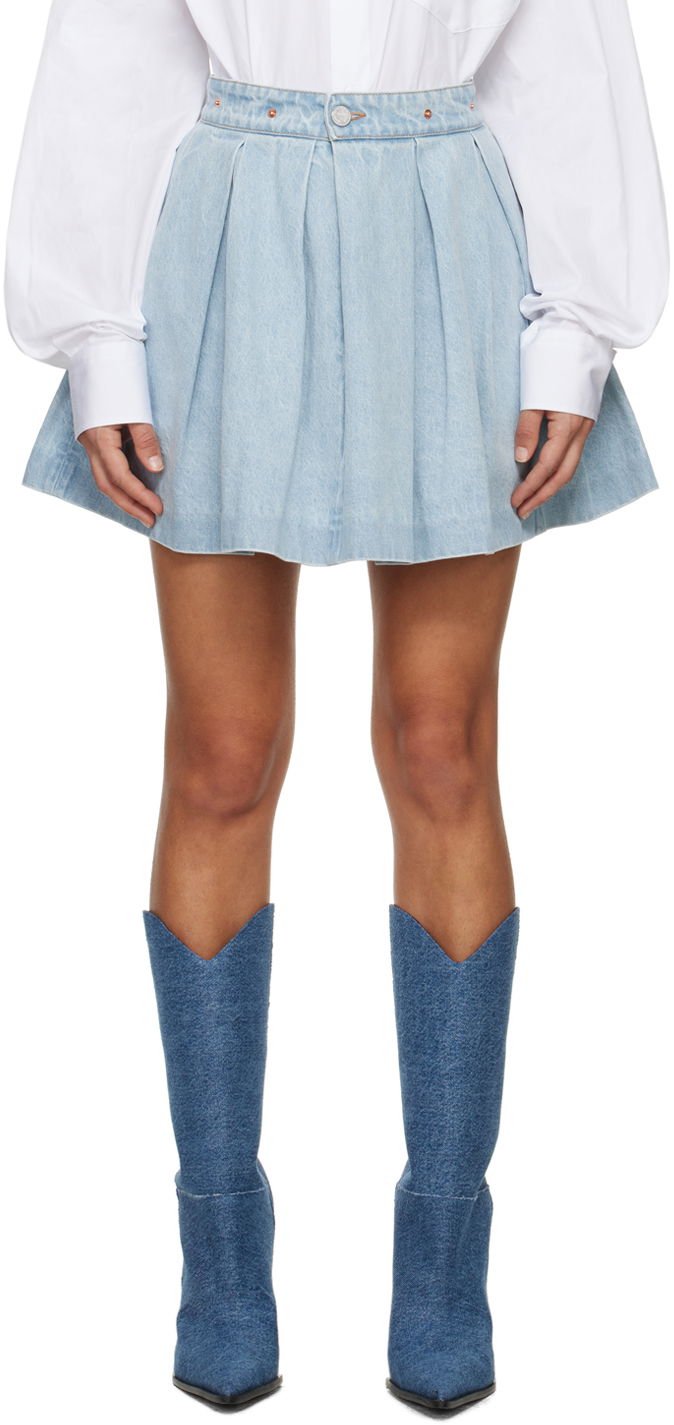 Krila VETEMENTS Pleated Denim Miniskirt Modra | WE64SK600N