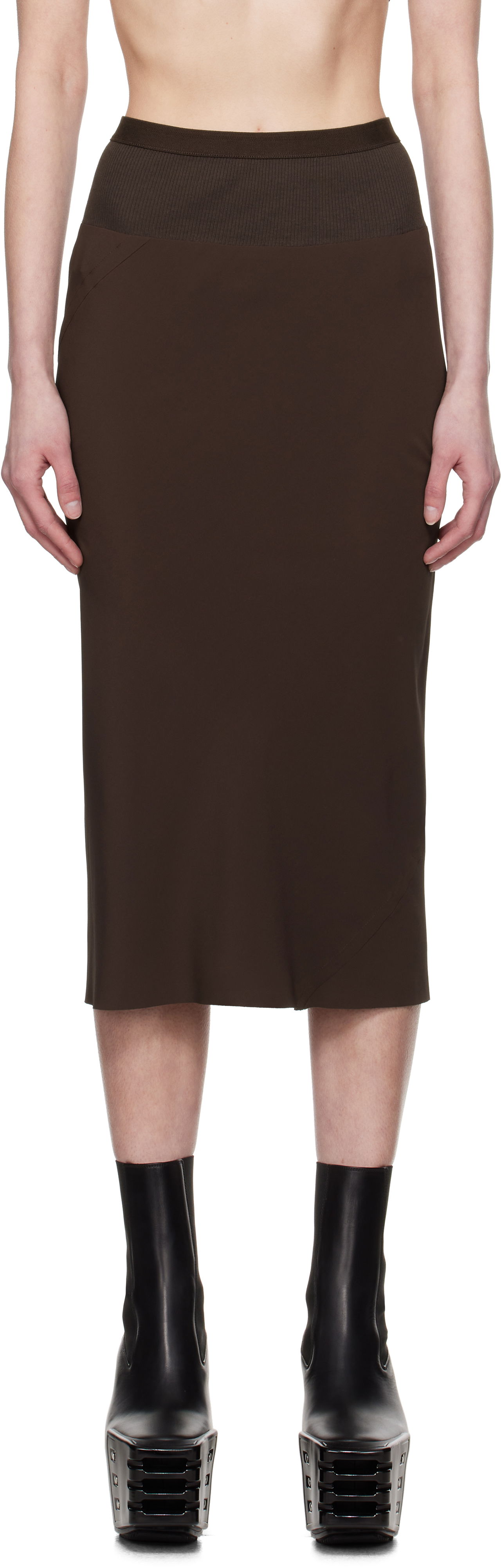 Krila Rick Owens Rick Owens Hollywood Knee Bias Midi Skirt Rjava | RP01E7332 CC, 0