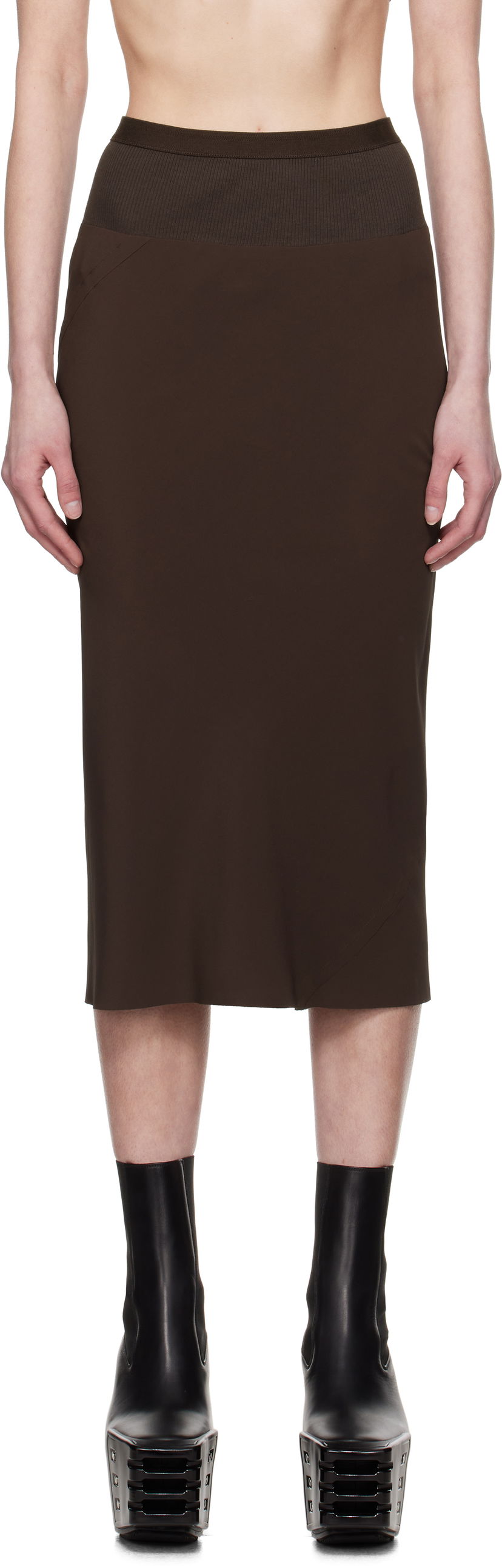 Krila Rick Owens Rick Owens Hollywood Knee Bias Midi Skirt Rjava | RP01E7332 CC