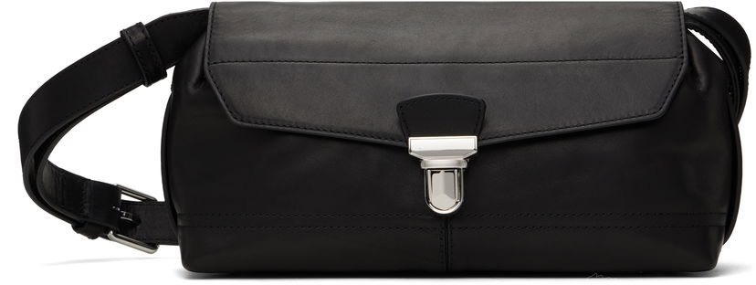 Torba za čez ramo LEMAIRE Lemaire Small Gear Leather Crossbody Bag Črna | BG0084 LL0122