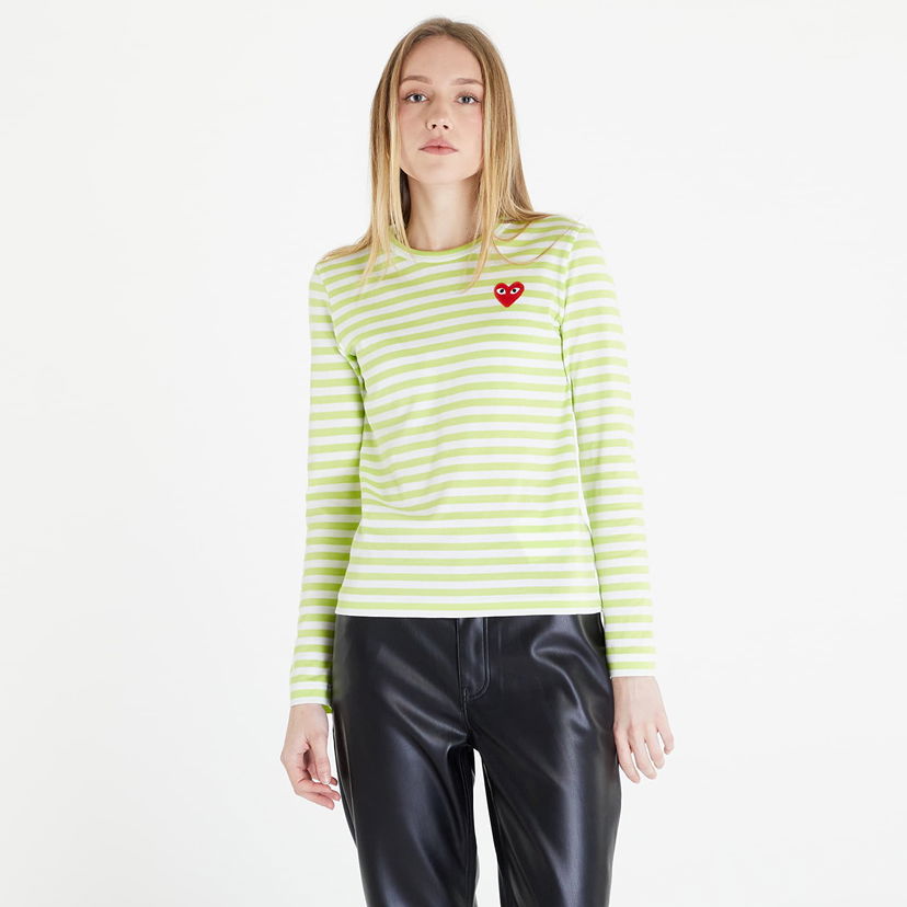Majica Comme des Garçons PLAY Heart Logo Tee Zelena | AZT277 lime