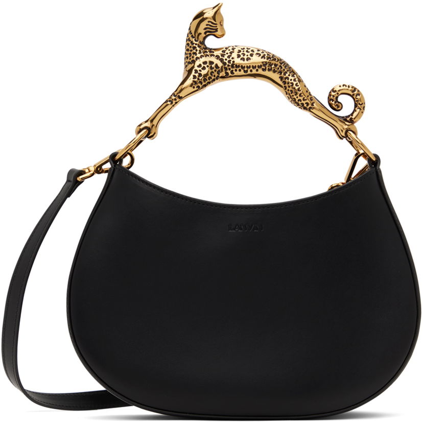 Torba za čez ramo LANVIN PM Cat Handle Bag Črna | LW-BGSHC1-NAPA-A21