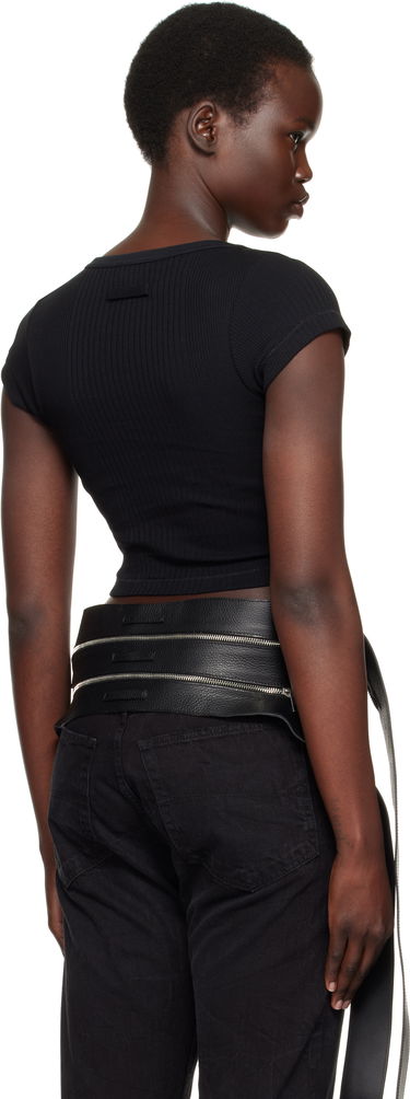 Krop-top Jean Paul Gaultier Jean Paul Gaultier 'The Patch' Ribbed Crop T-Shirt Črna | 25/33-F-TS105P-J054-00, 2