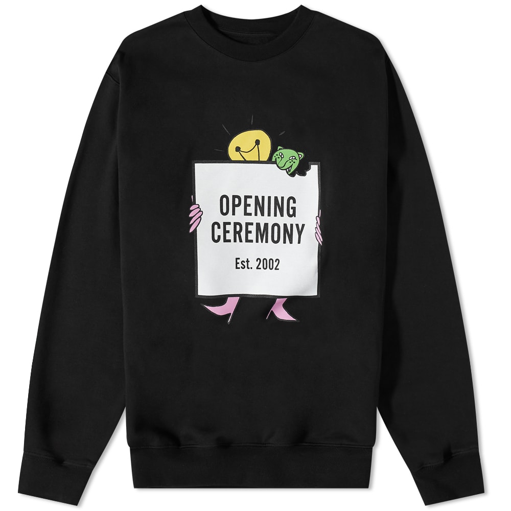 Pulover Opening Ceremony Light Bulb Box Logo Crew Sweat Crew Črna | YMBA003F21FLE003-1003, 0