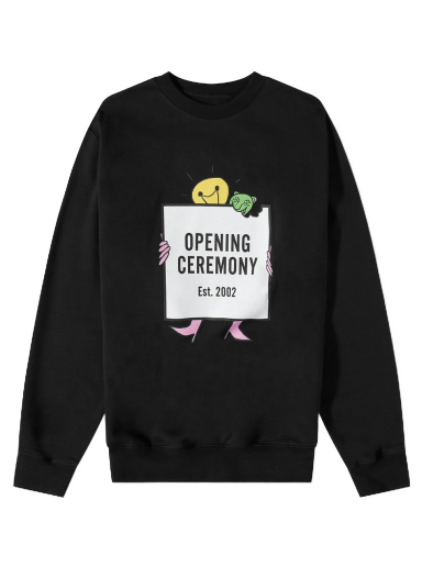 Pulover Opening Ceremony Light Bulb Box Logo Crew Sweat Crew Črna | YMBA003F21FLE003-1003