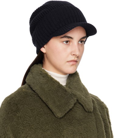 Klobuk Max Mara Max Mara Ribbed Knit Beanie with Visor Črna | 2424576132600 MM02398, 1