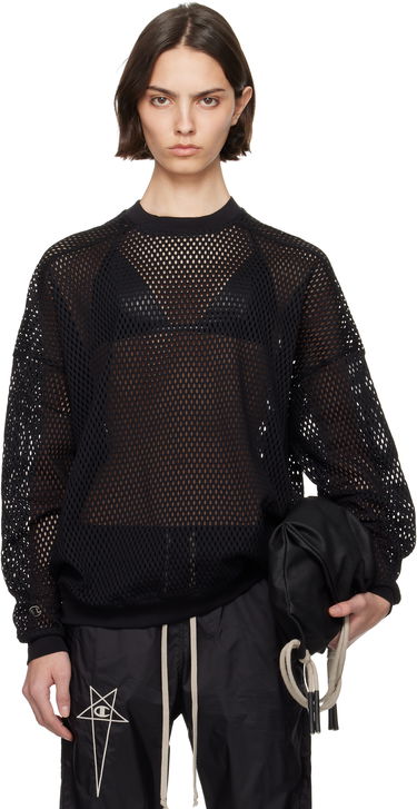 Pleteni pulover Rick Owens Rick Owens Champion Edition Jumbo Mesh Sweatshirt Črna | CW01E1670 CHONET, 0