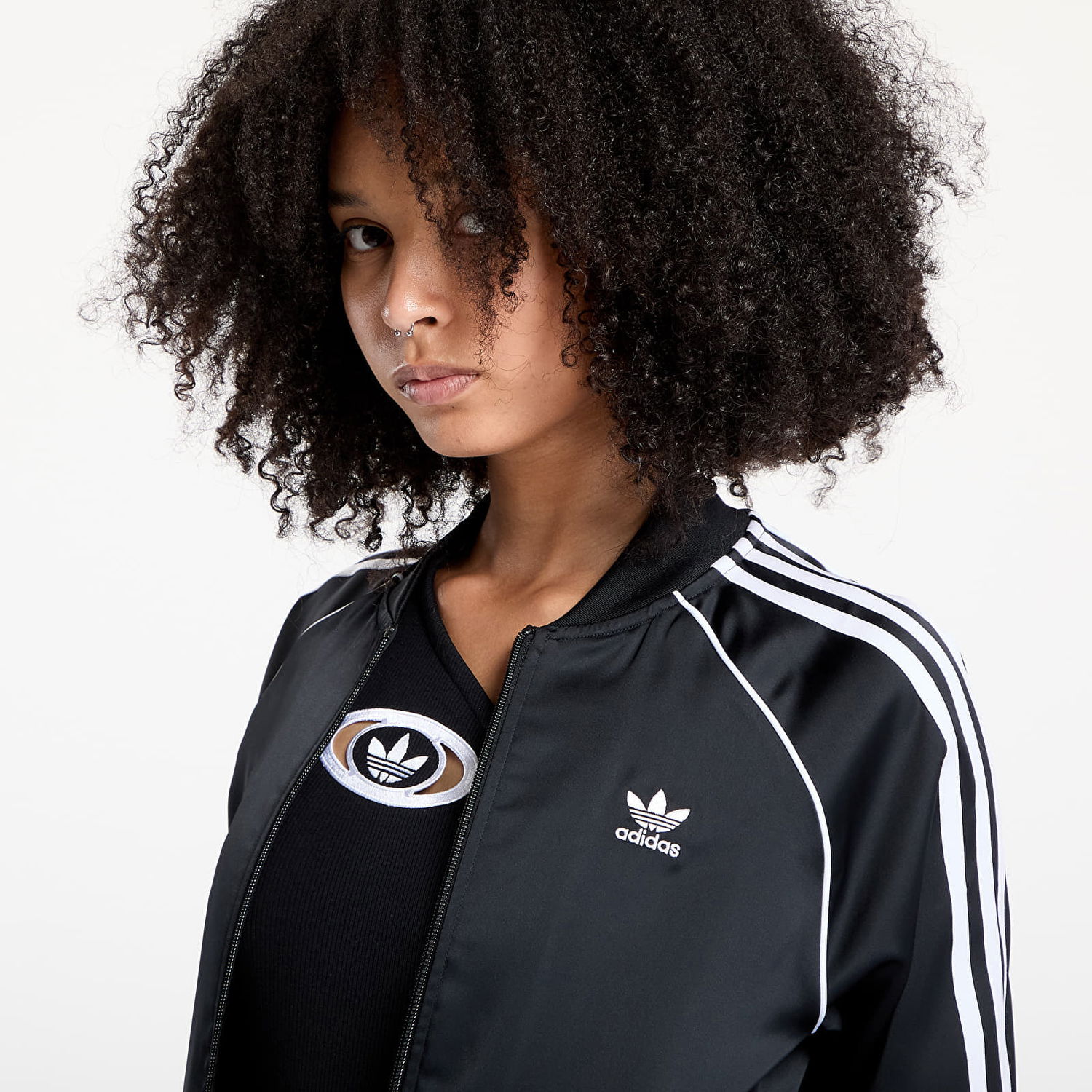 Jakna adidas Performance Adicolor SST Satin Track Top Črna | JZ6733, 1