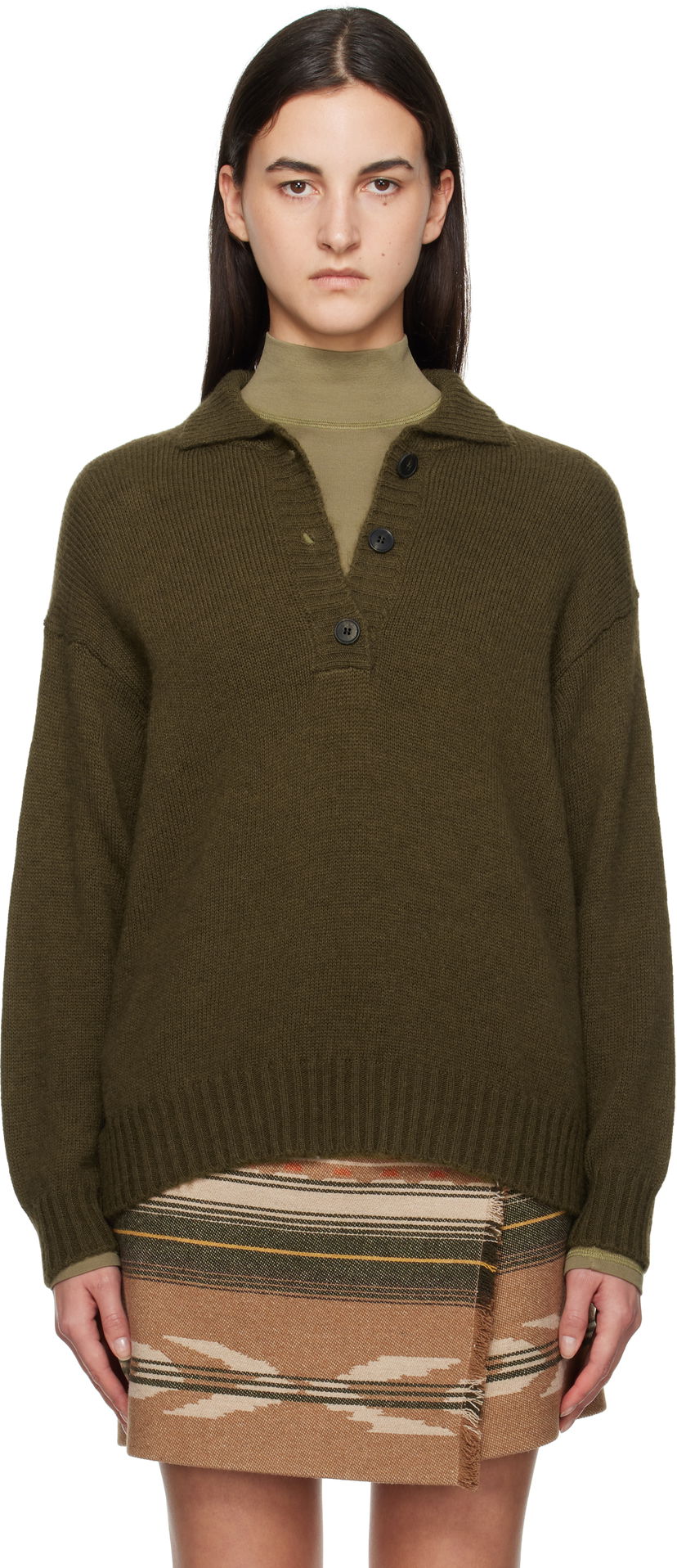 Pleteni pulover Max Mara Weekend Max Mara Sabato Wool Polo Sweater Zelena | 2425366013600