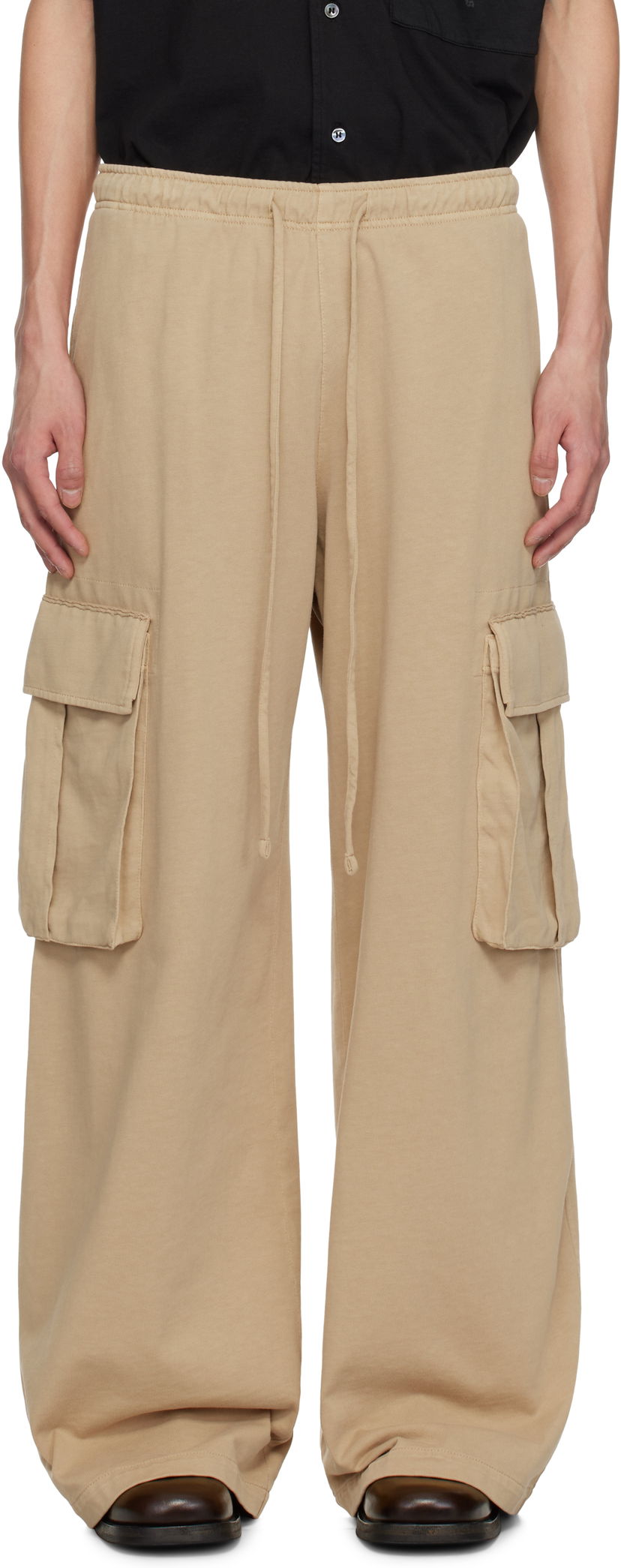 Cargo hlače Palm Angels Palm Angels French Terry Cargo Pants Bež | PMCF034S25FAB0016262