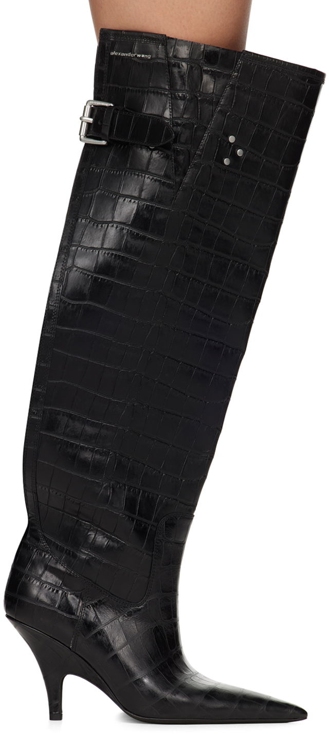Nega čevljev Alexander Wang Alexander Wang Diablo Open Back Knee-High Boots Črna | 30324B030