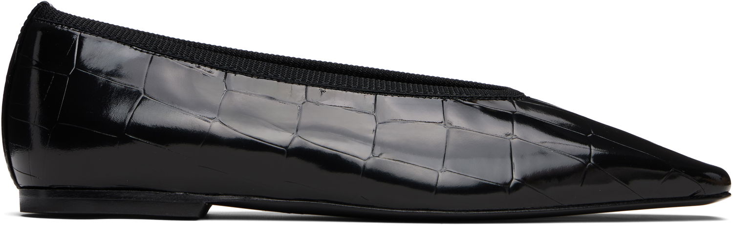 Nega čevljev TOTEME TOTEME Minimalist Croco-Embossed Ballerina Flats Črna | 253-WAS0218-LE0153, 0