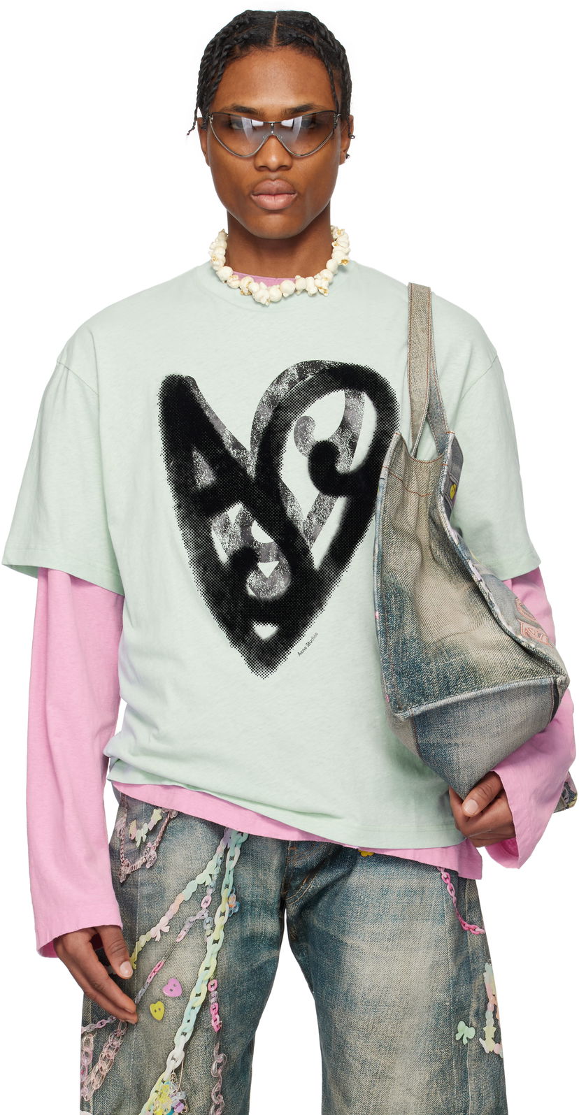 Majica Acne Studios Acne Studios Printed T-Shirt Zelena | CL0344-