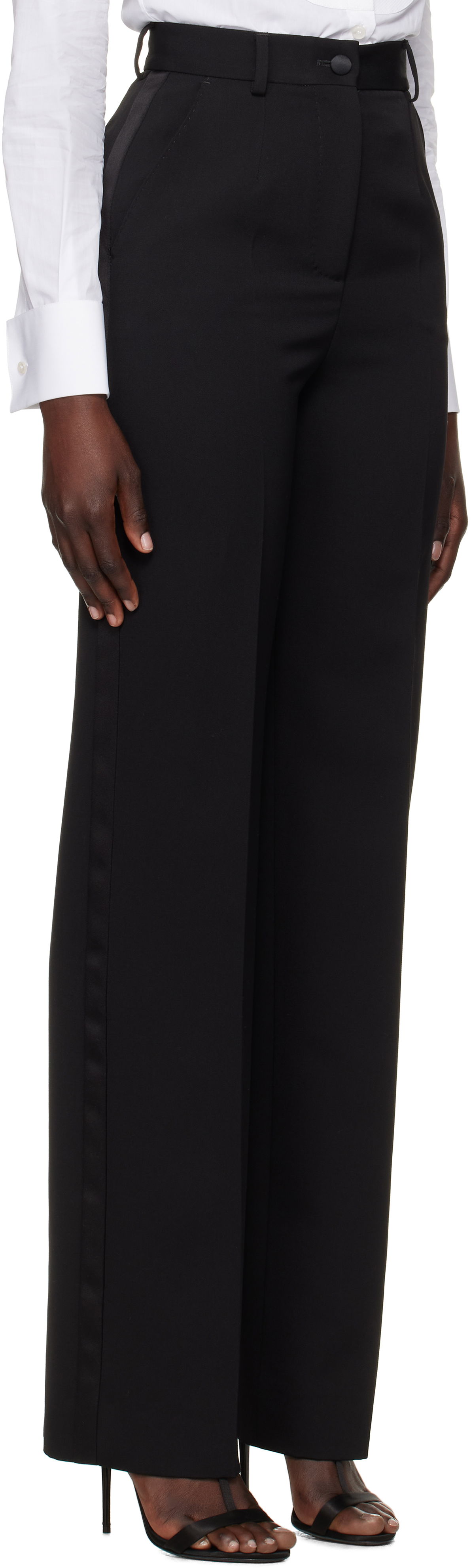 Hlače Dolce & Gabbana Dolce&Gabbana Wool Tuxedo Trousers Črna | FTC8ZT FU21E, 1
