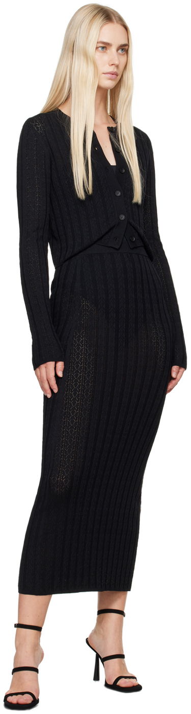 Pleteni pulover Loulou de Saison Loulou de Saison Adiro Knit Cardigan Črna | ADIRO, 3