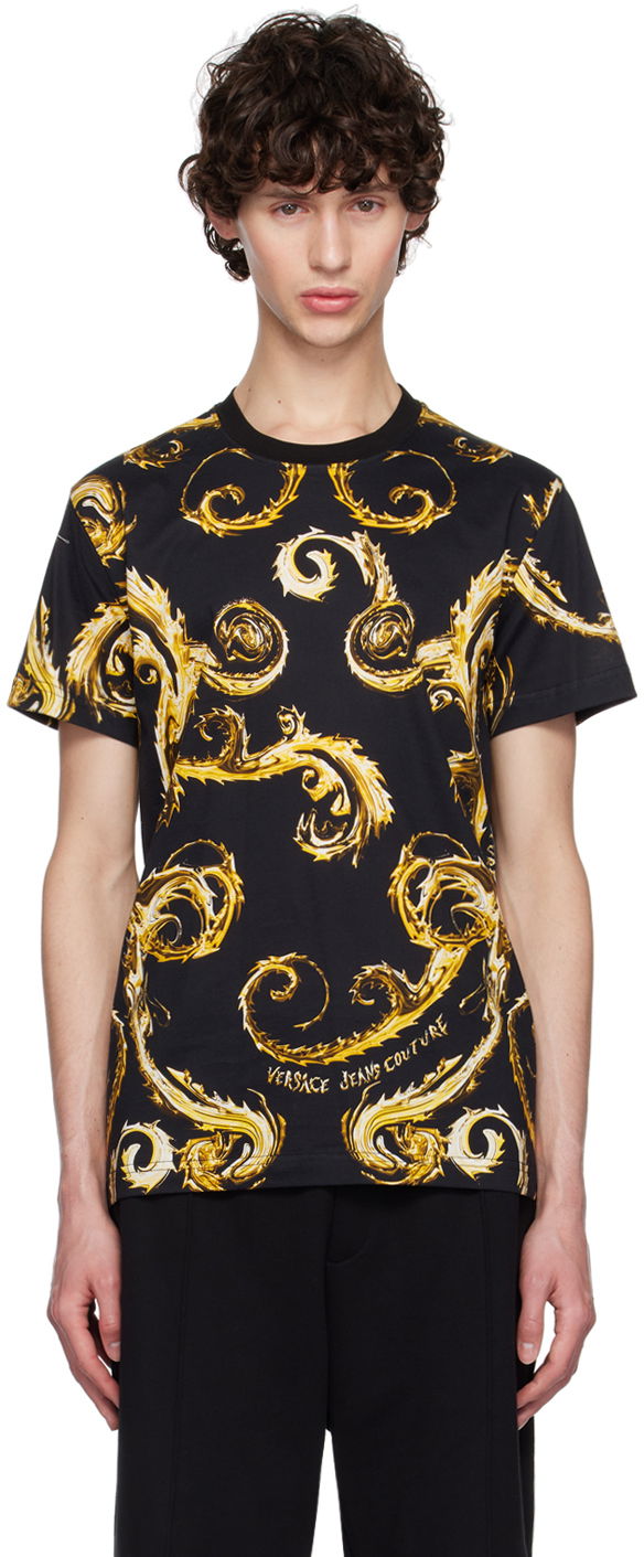 Majica Versace Jeans Couture Black Chromo Couture T-Shirt Črna | E77GAH6S0_EJS388