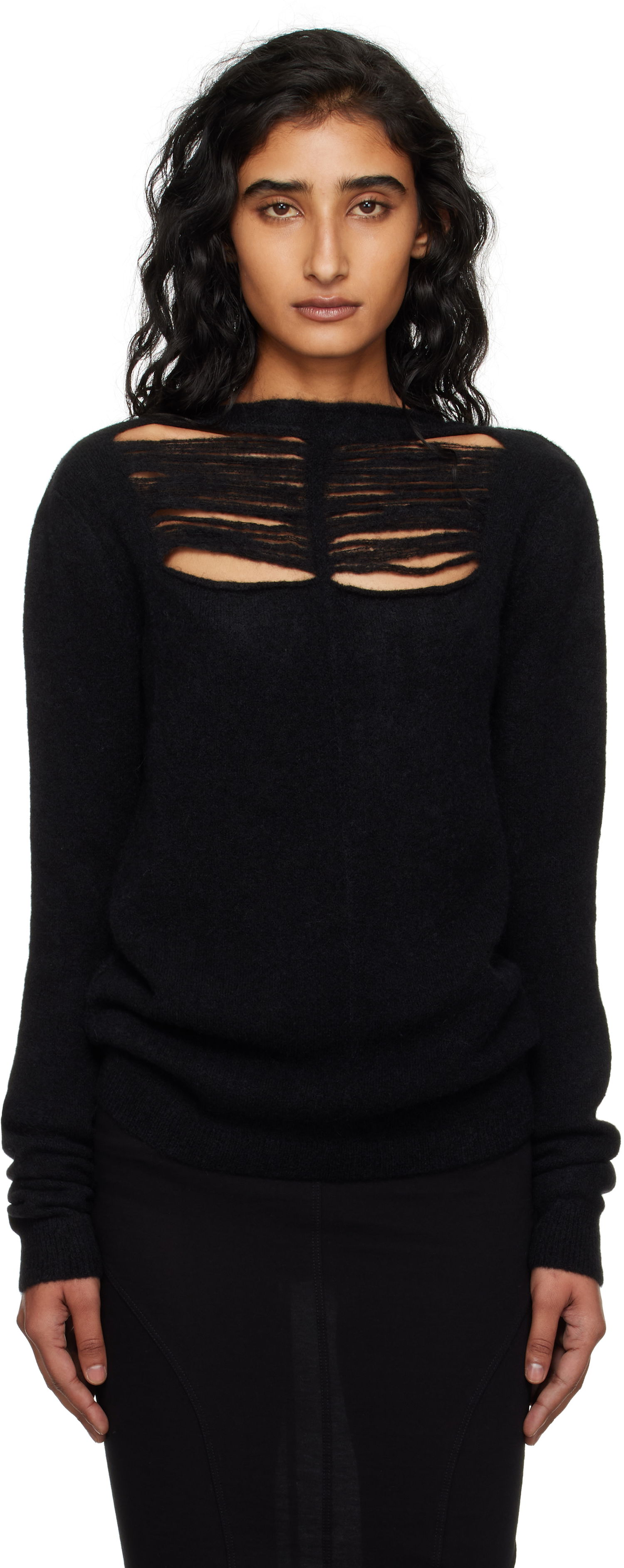 Pleteni pulover Rick Owens Rick Owens Concordians Long Sleeve Sweater Črna | RP02E4601 KGRIDP, 0