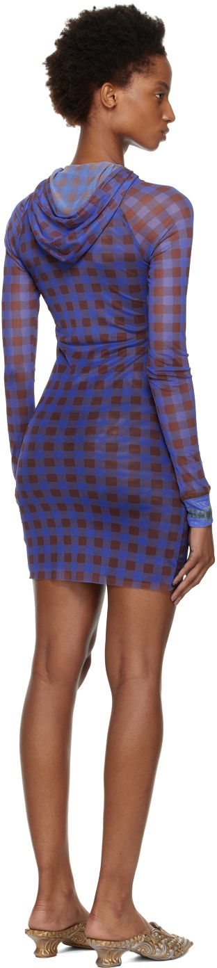 Obleke Ottolinger Ottolinger Checked Hooded Minidress Modra | 101207, 2