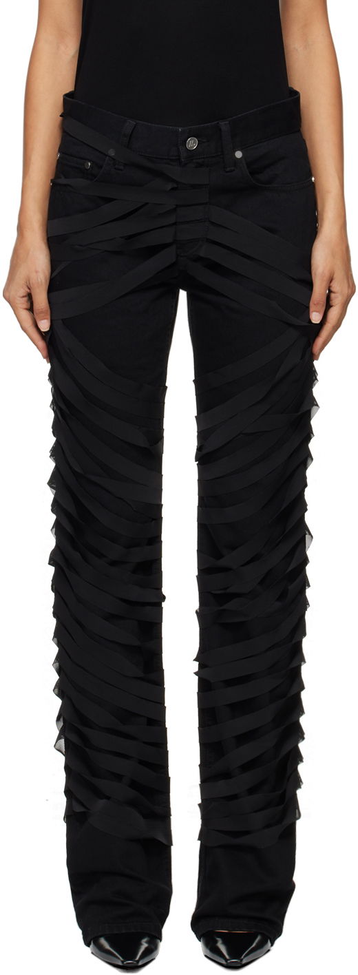Kavbojke Helmut Lang Ribbons Decorated Worker Pants Črna | O06DW201