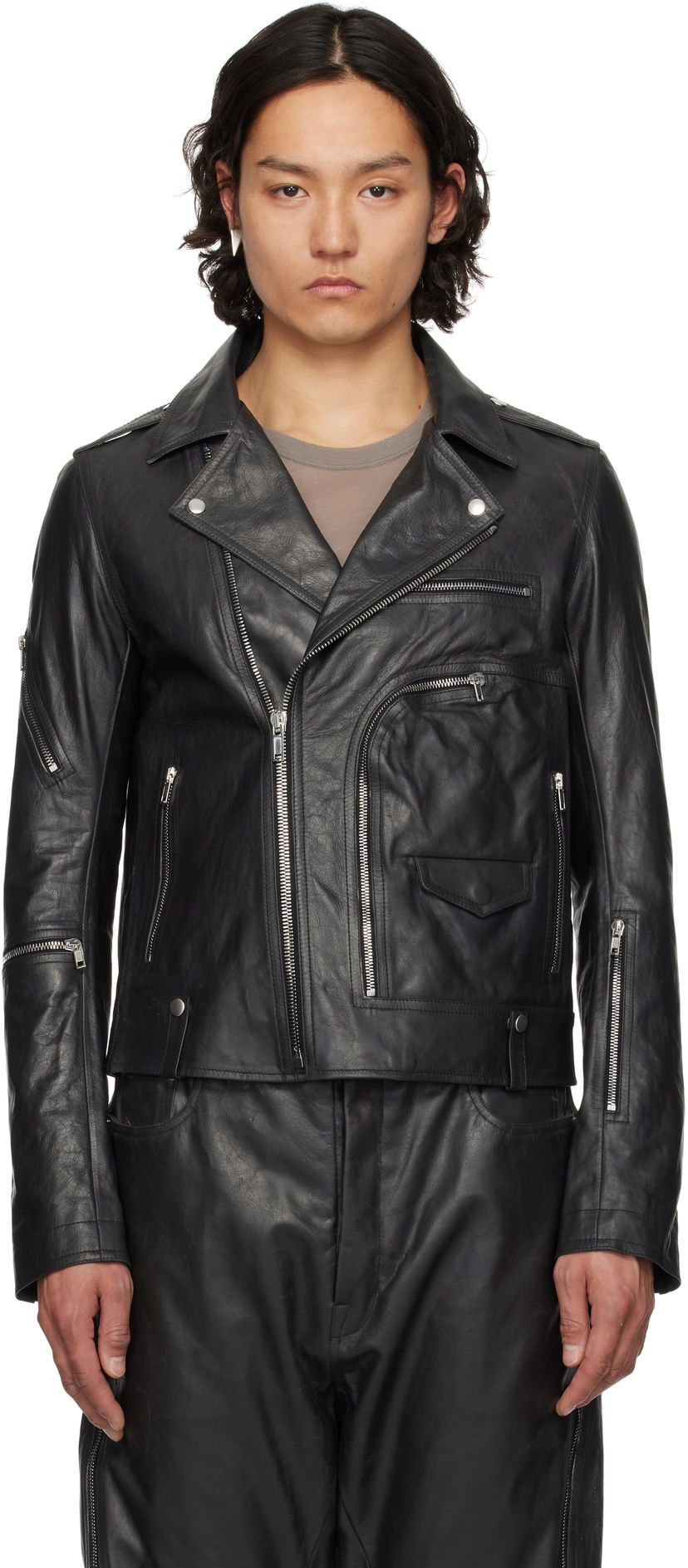 Jakna Rick Owens Rick Owens Hollywood Bauhaus Stooges Leather Jacket Črna | RU01E5765 LTP