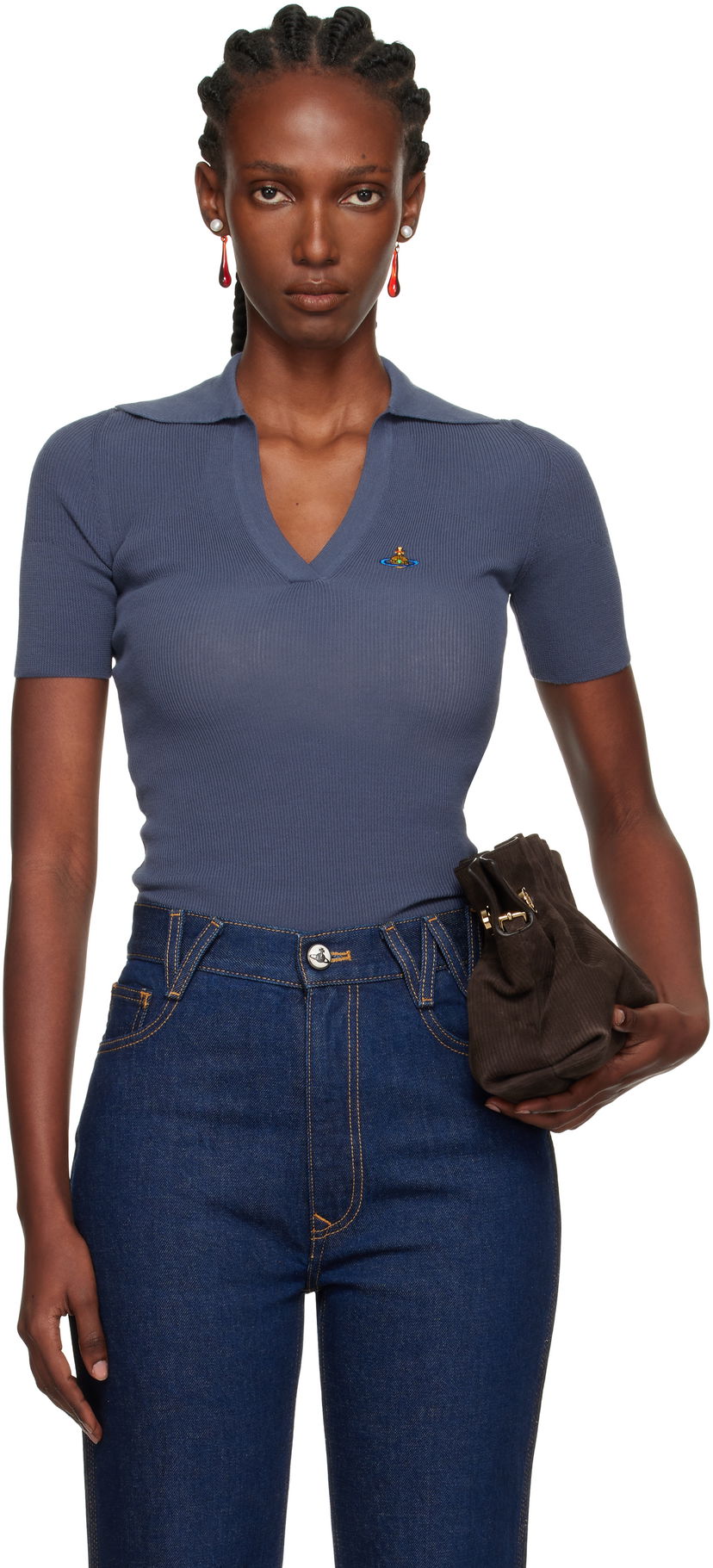 Polo majica Vivienne Westwood Vivienne Westwood Marina Knit Polo Modra | 18030040-Y003F-