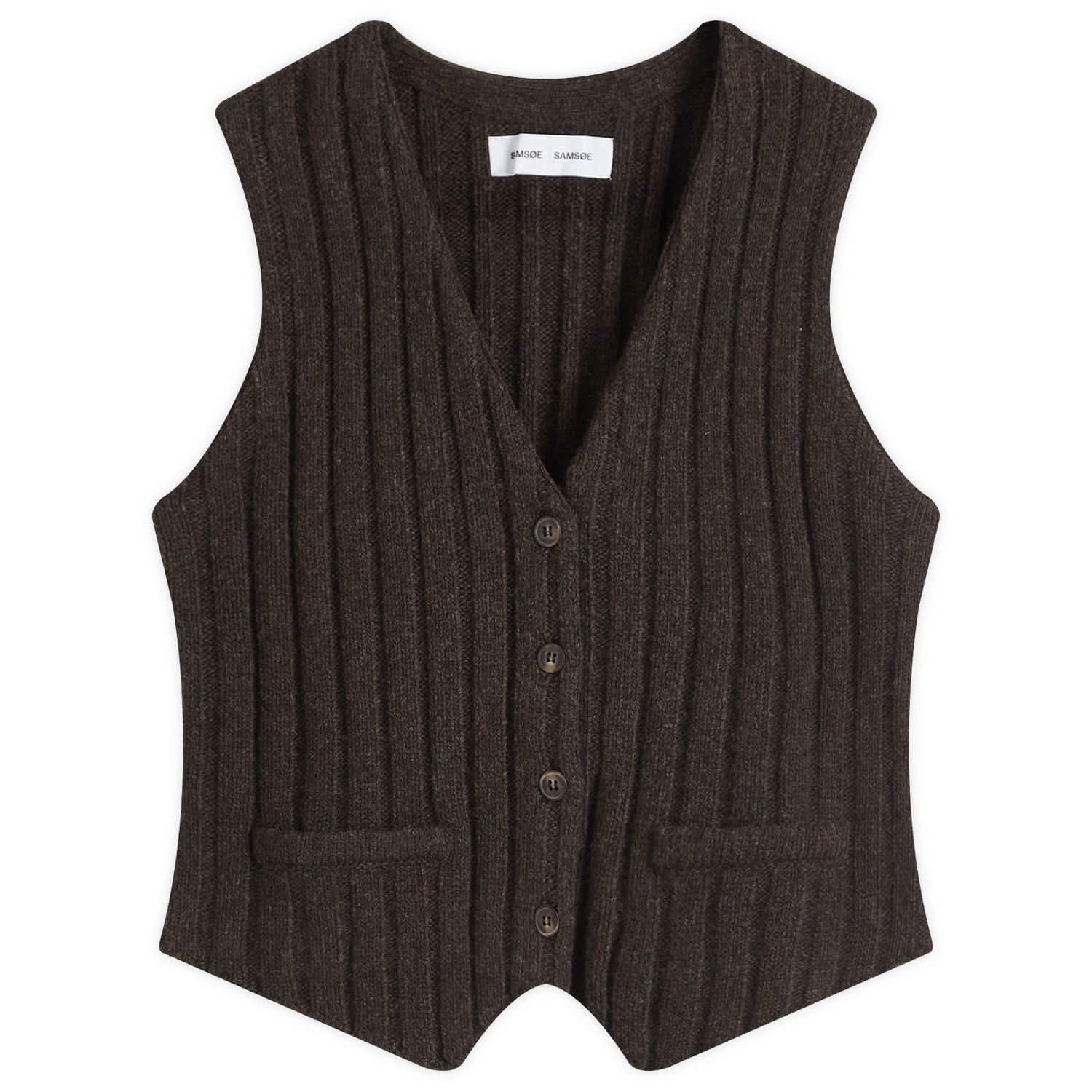 Pleteni pulover Samsoe Samsoe Samsøe Samsøe Sanissa Knitted Vest Rjava | F24400081, 1