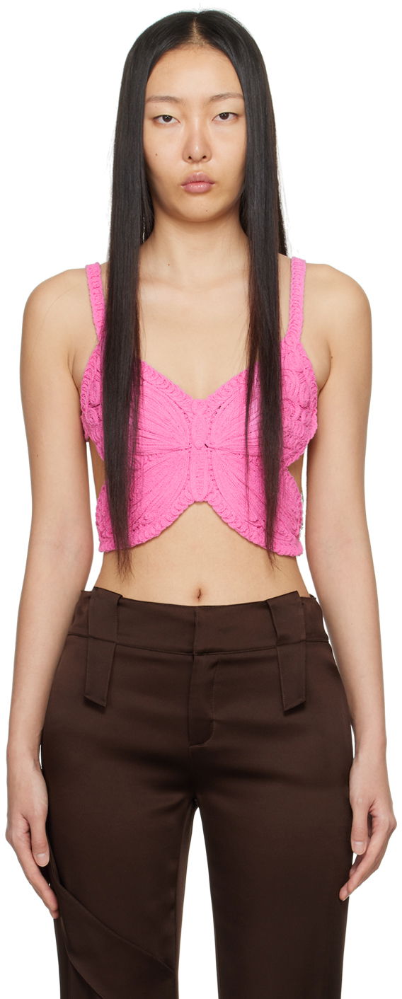 Majica brez rokavov Blumarine Butterfly Knitted Tank Top Roza | P422M454A, 0