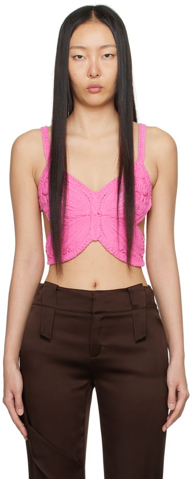 Majica brez rokavov Blumarine Butterfly Knitted Tank Top Roza | P422M454A, 0