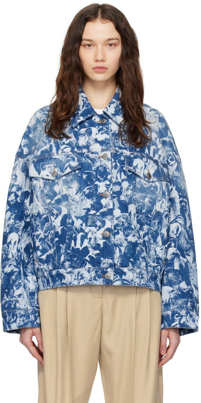 Jakna Stella McCartney Stella McCartney Animal Crowd Print Denim Jacket Modra | 6D01973SPH65