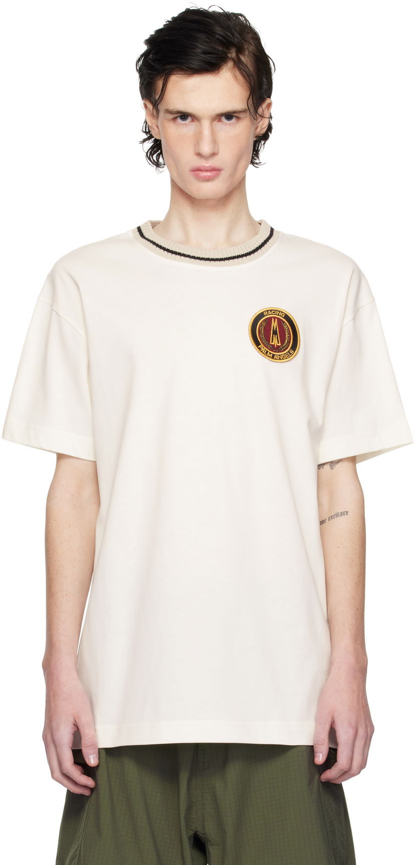 Majica Moncler Moncler Genius x Palm Angels Racing T-Shirt Bež | J209L8C0000189AKK