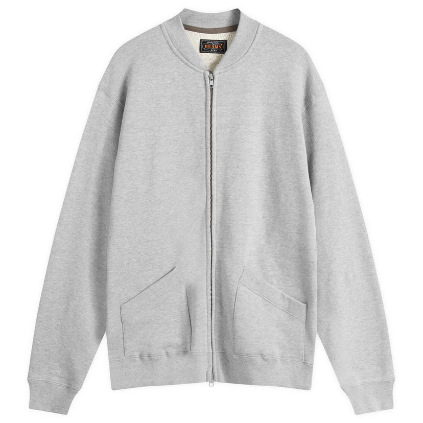 Pleteni pulover BEAMS Beams Plus Jersey Zip Bomber Jacket Siva | 3813-0193-048-15