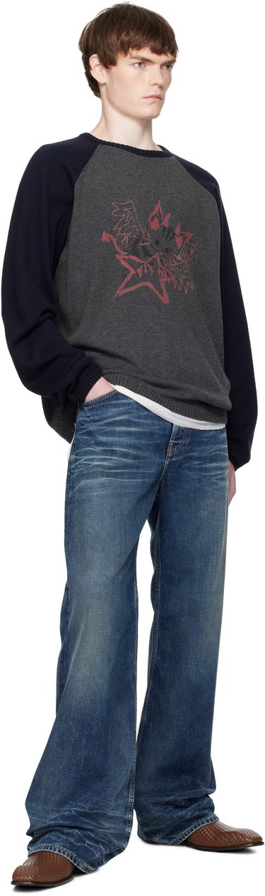 Pleteni pulover We11done We11done Printed Raglan Knit Pullover Sweater Siva | WD-KO2-25-659-U-CH, 3
