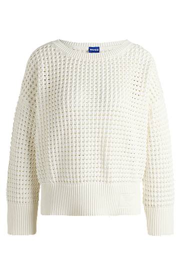 Pleteni pulover BOSS Mesh Knit Sweater Bela | 50539390