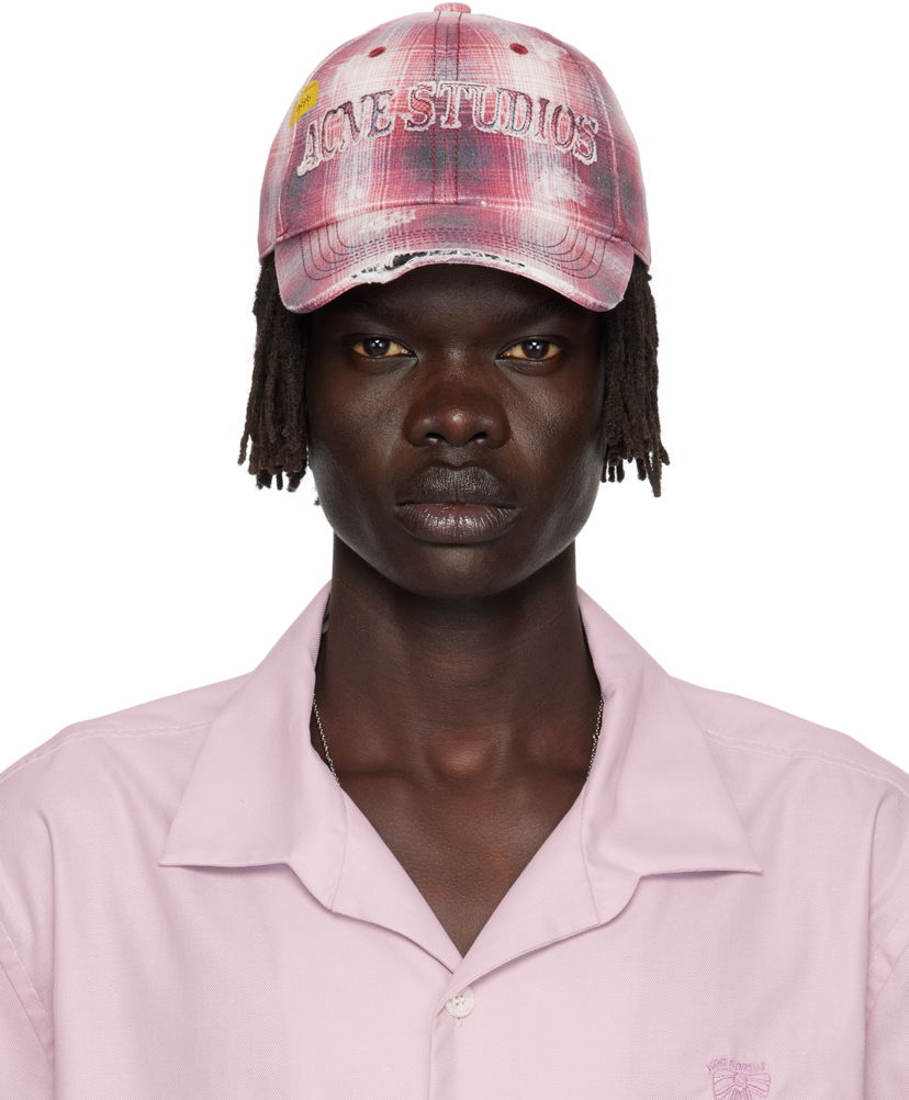 Kapa Acne Studios Distressed Plaid Cap Roza | C40411-