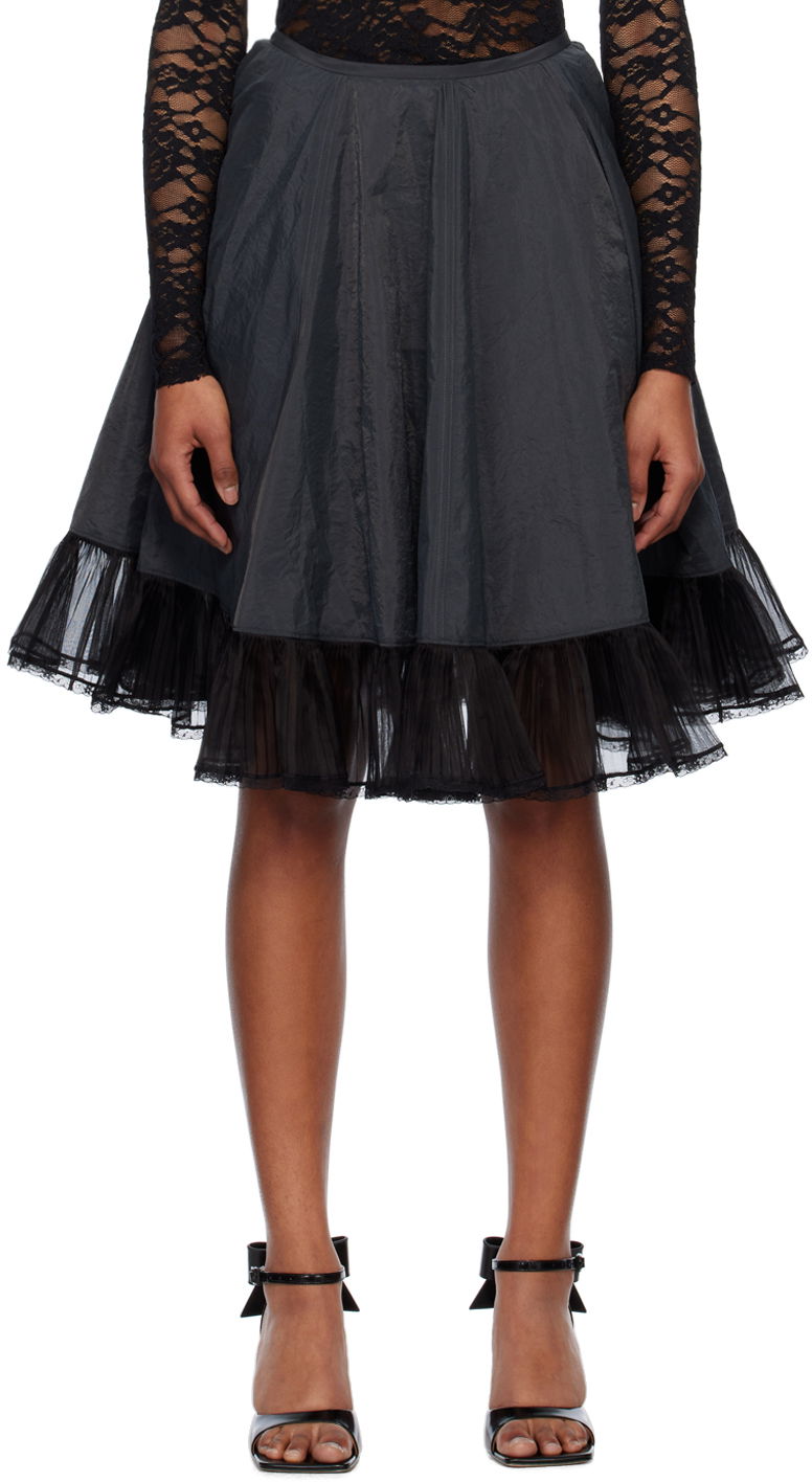 Krila We11done We11done Flared Midi Skirt with Tulle Črna | WD-SK1-23-023-W-BK