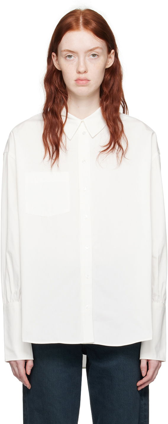 Srajce Anine Bing ANINE BING Maxine Long Sleeve Button-Up Shirt Bela | A-07-5832-100