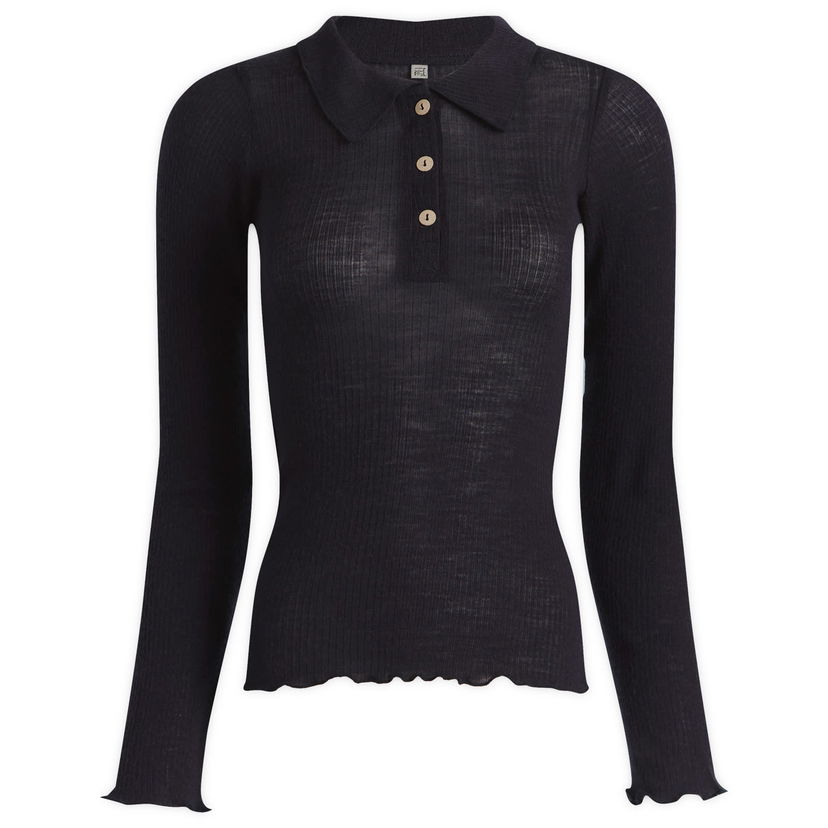 Polo majica Baserange Long Sleeve Wool Polo Top, Size X-Small Mornarica | TTDLS-WR-WI25