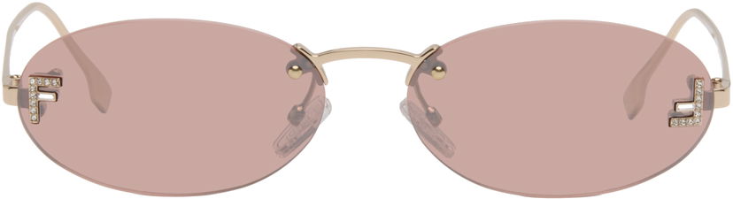 Sončna očala FENDI 'Fendi First' Crystal Oval Rimless Sunglasses Roza | FE4075USW5428Z 192337234699